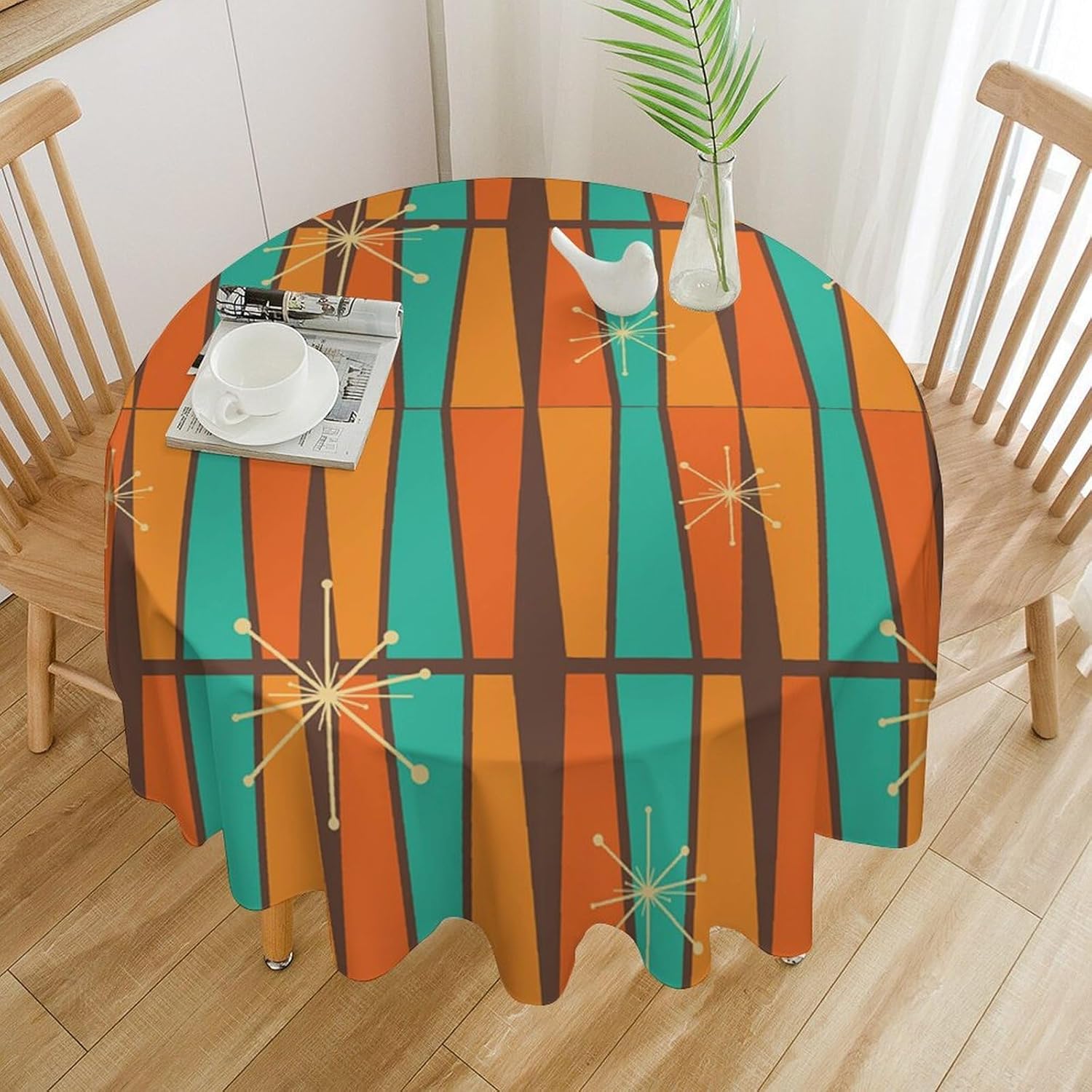 Century Textile & Sewing Supply Reviews - Tovaglia Rotonda Geometrica Arancione Gialla Stile