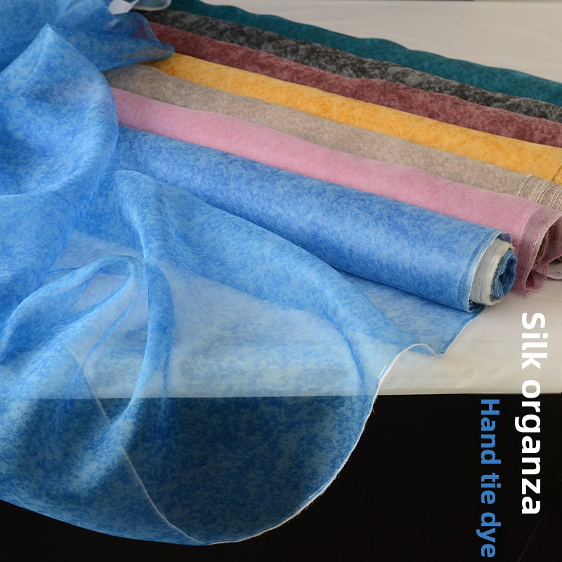 Sewing Tie Dye - Tessuto in organza di seta tie-dye