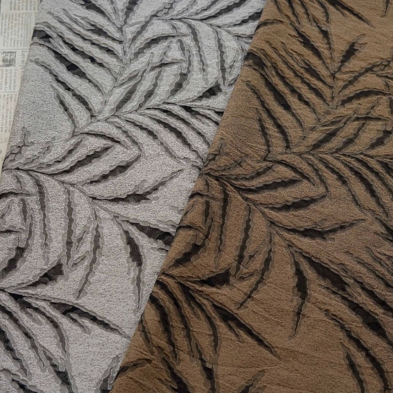 Vintage Sewing Textile - Tessuto Jacquard Vintage con Motivo Foglia